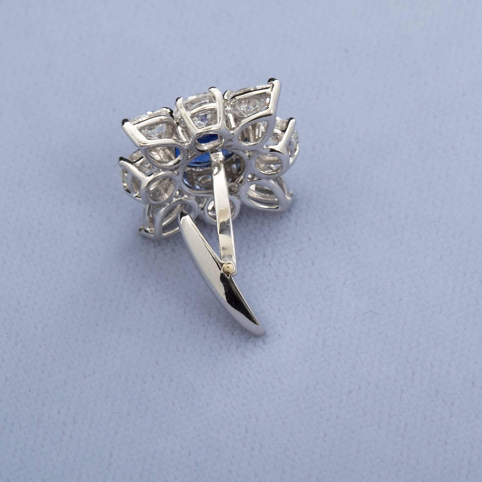 4.63 Carats Royal Blue Sapphire Diamond Cufflinks 2