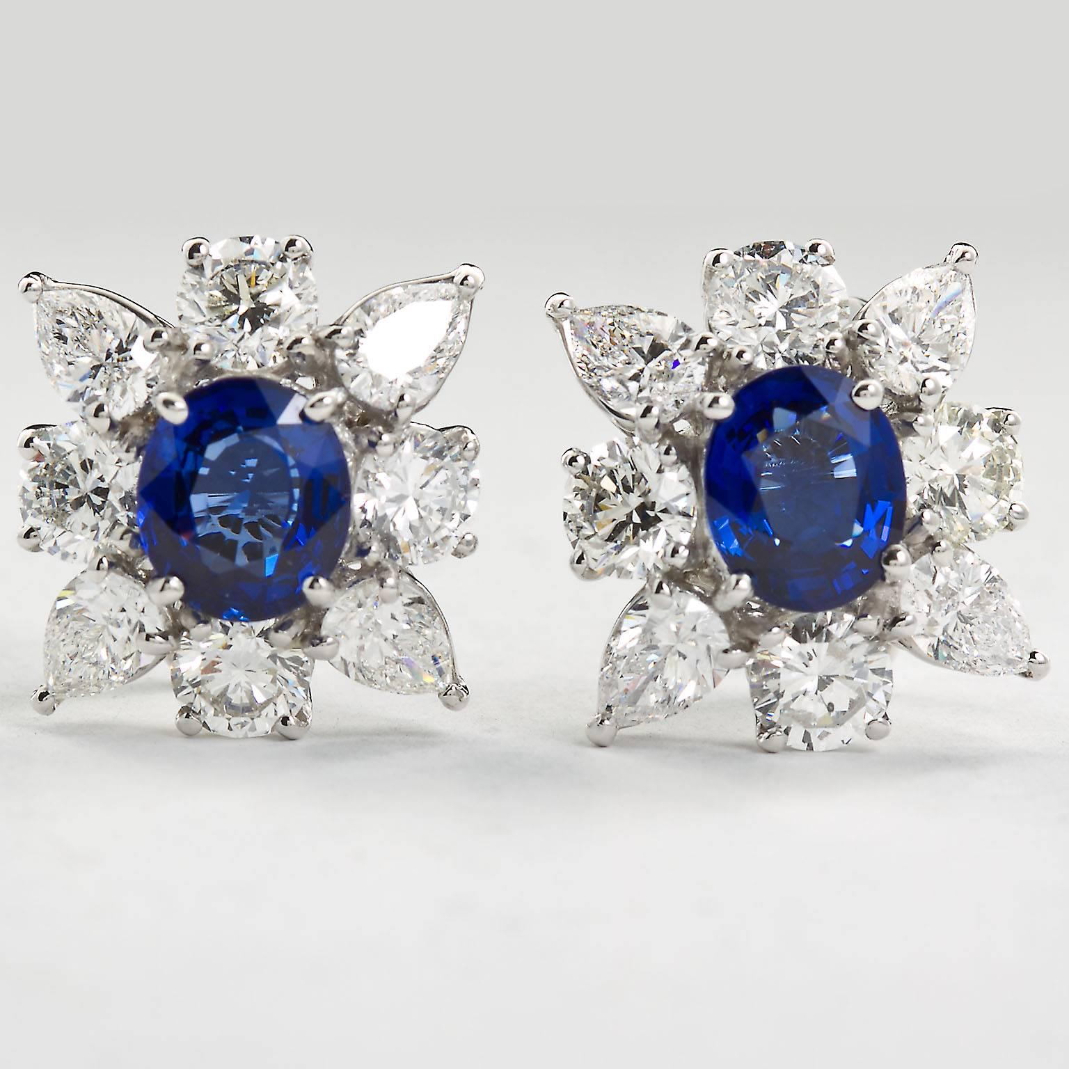 4.63 Carats Royal Blue Sapphire Diamond Cufflinks 4