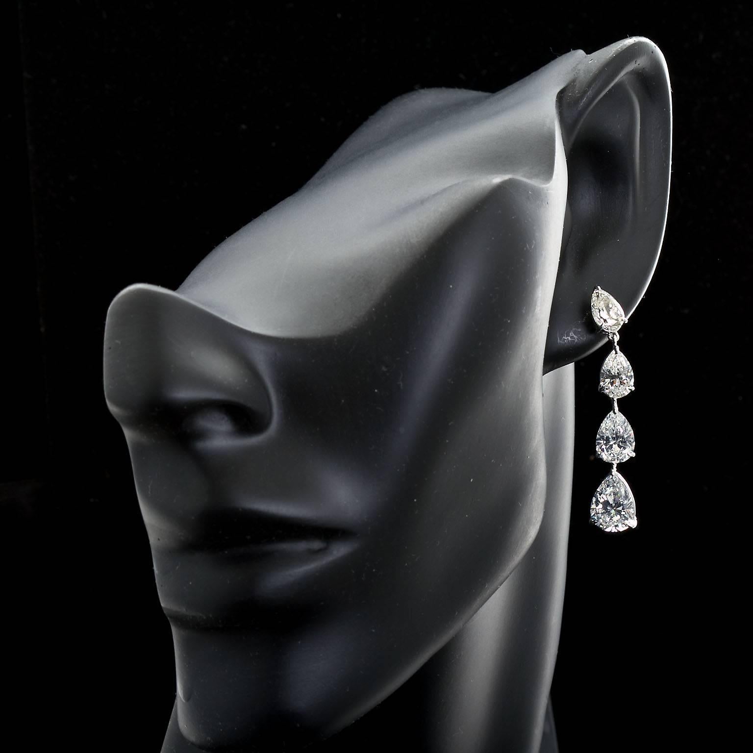 12 Carat Pear Shape Diamond Dangle Earrings 1