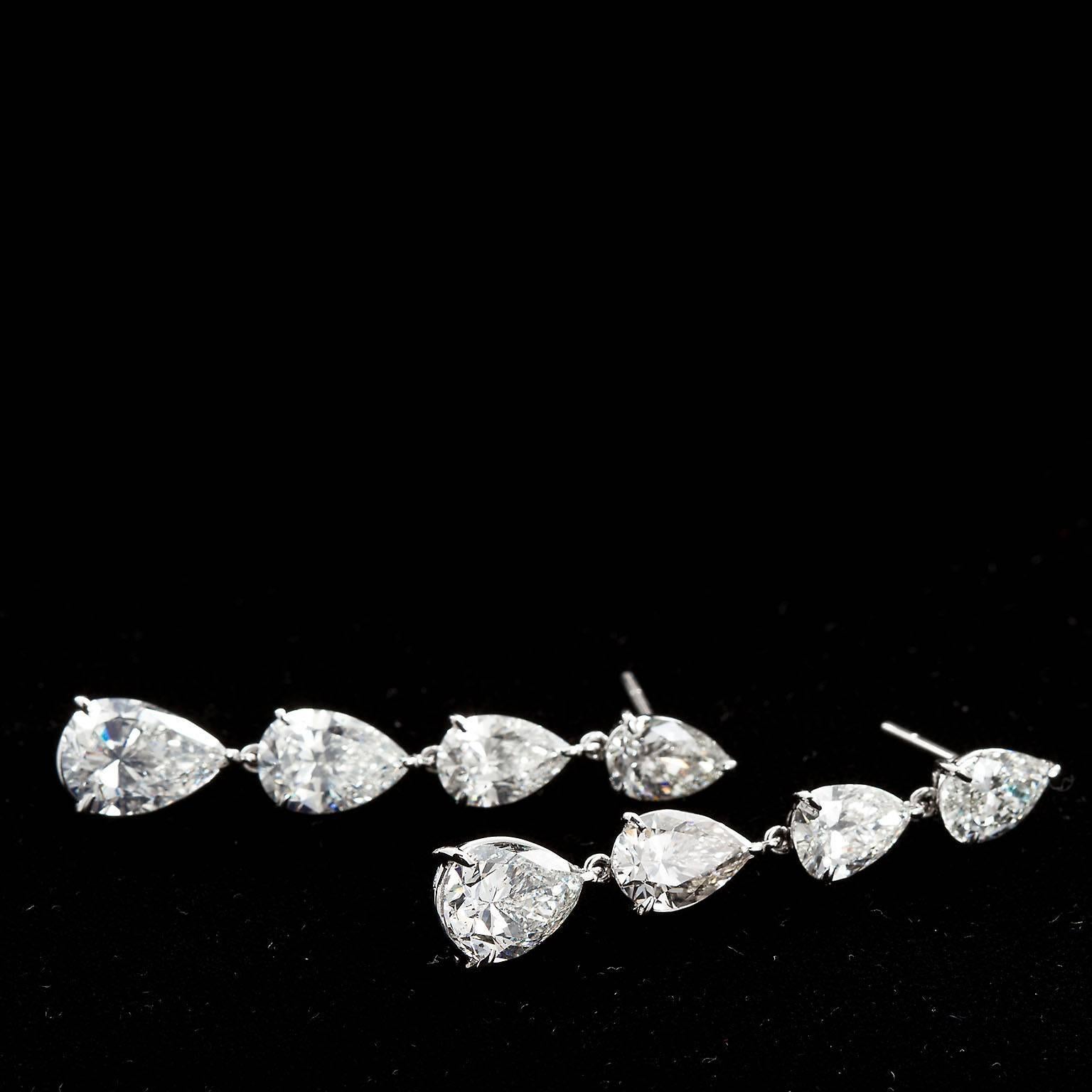 12 Carat Pear Shape Diamond Dangle Earrings 5