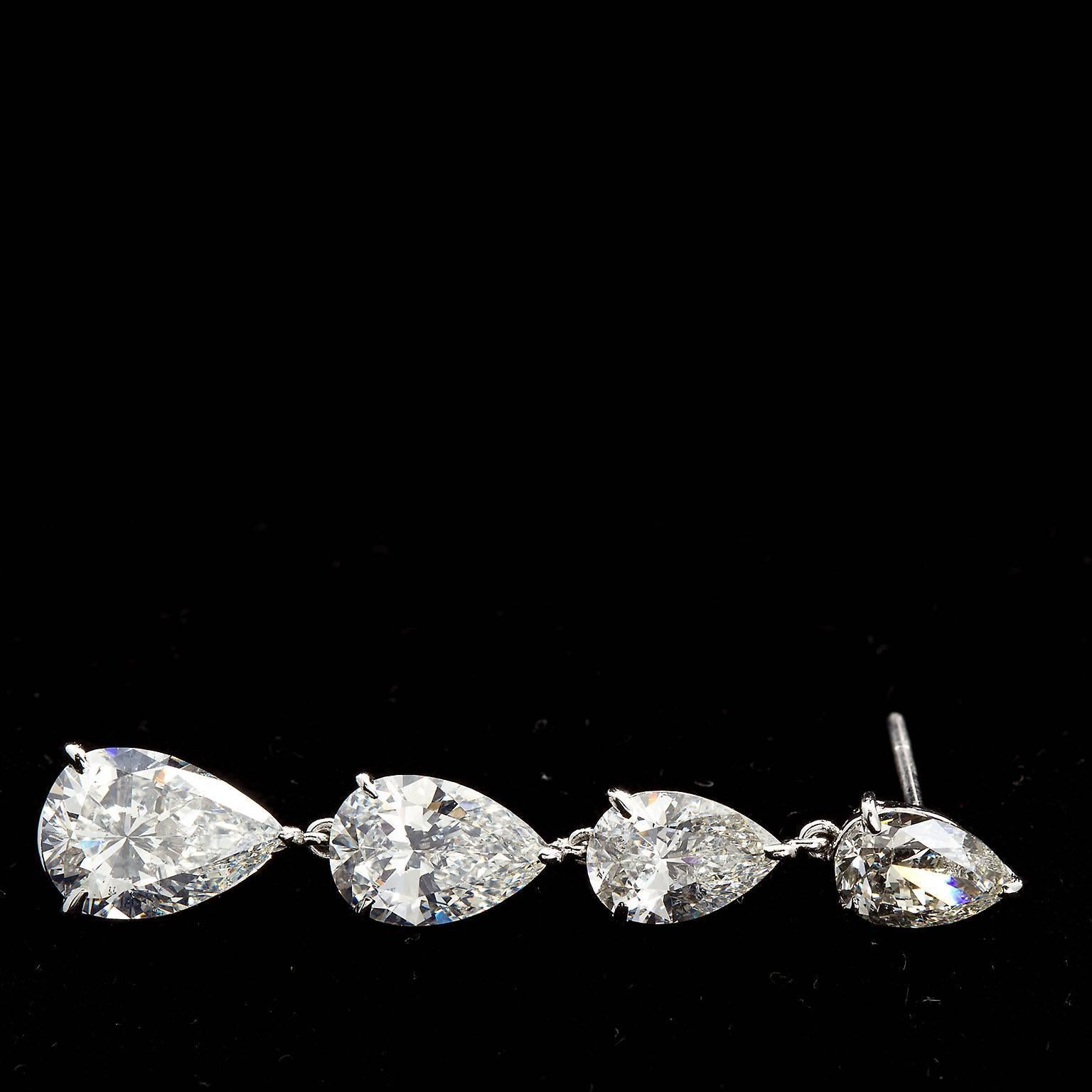 12 Carat Pear Shape Diamond Dangle Earrings 4
