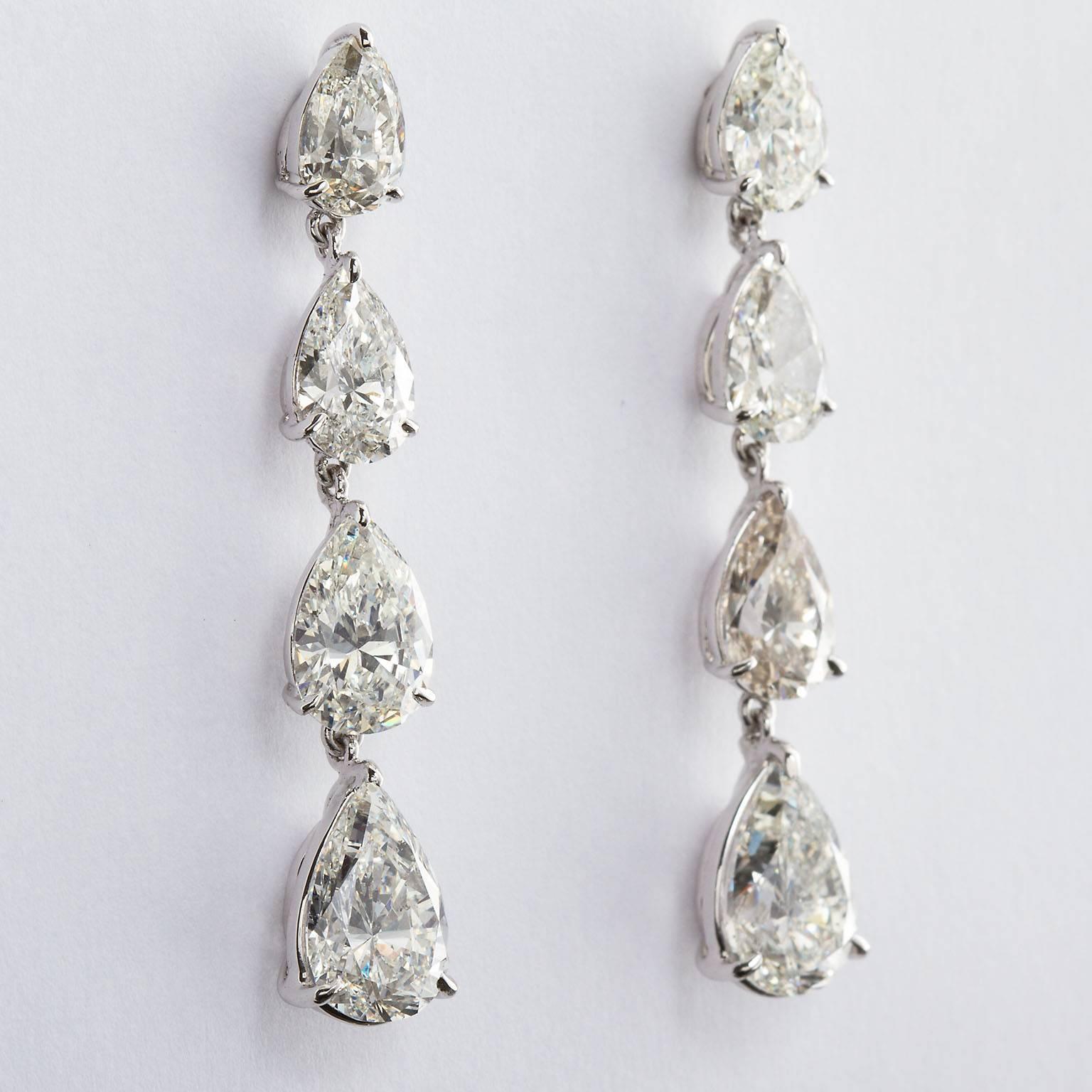 12 Carat Pear Shape Diamond Dangle Earrings 3
