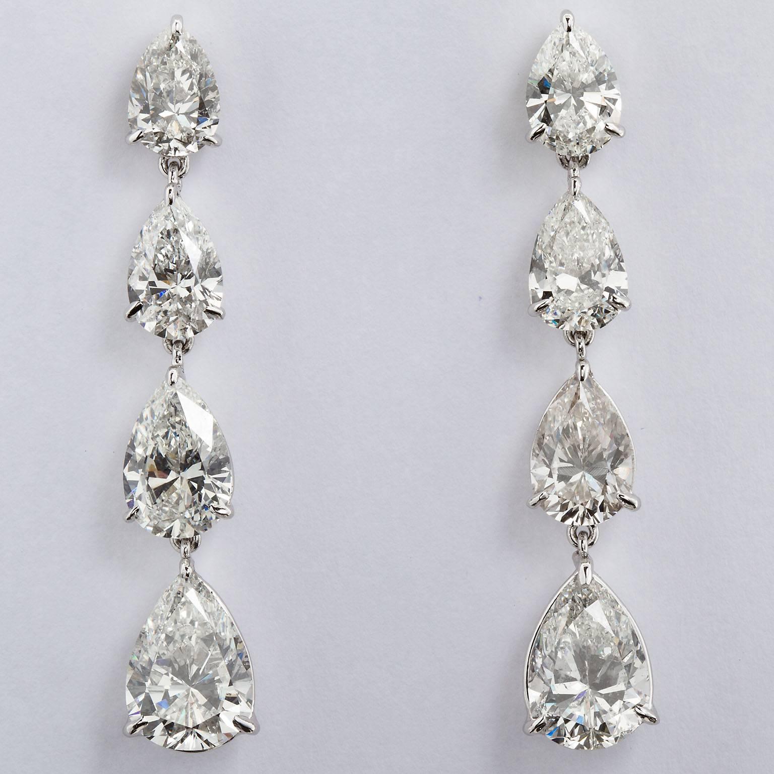 12 Carat Pear Shape Diamond Dangle Earrings 2