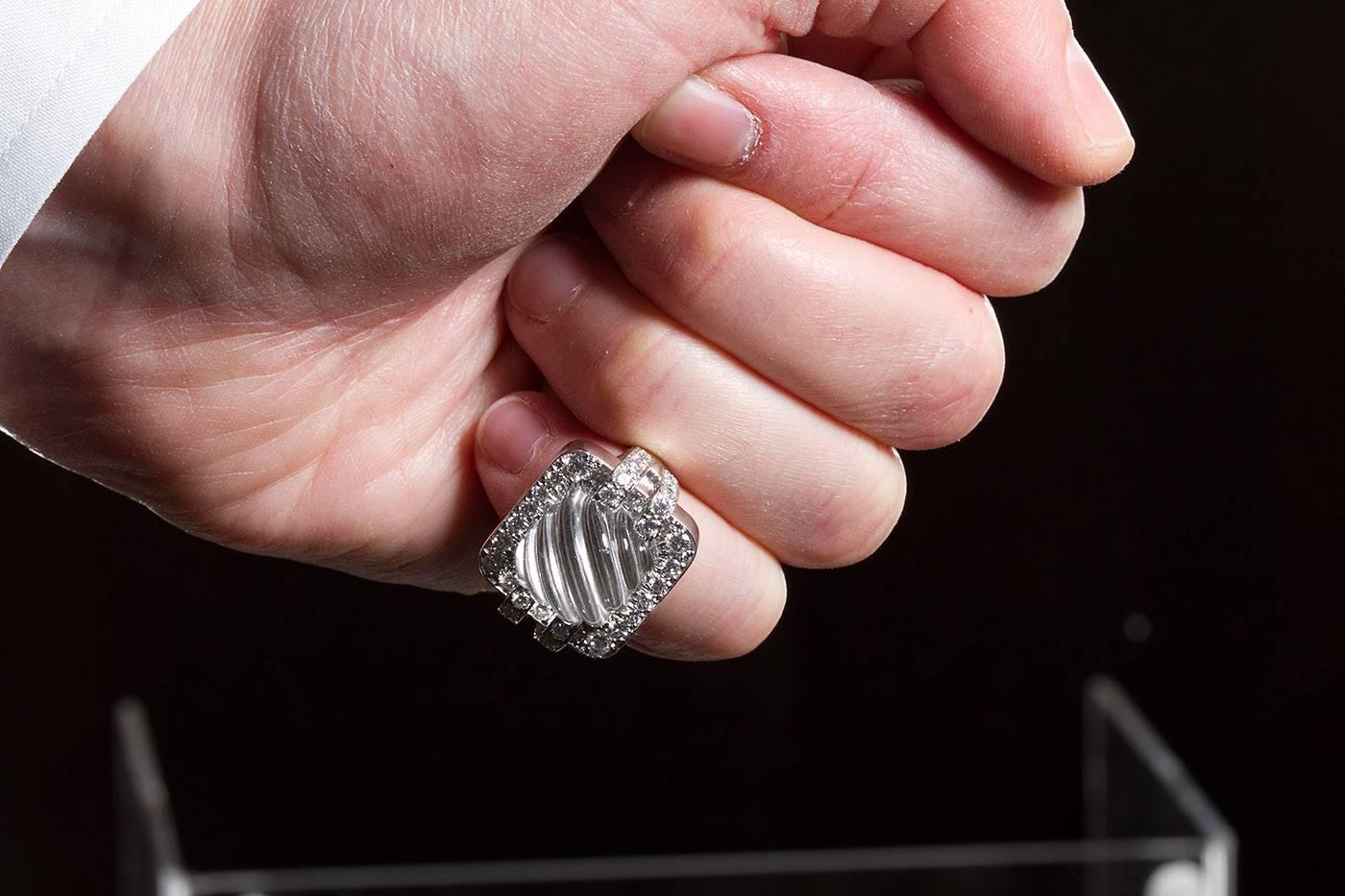 Women's David Webb Rock Crystal Diamond Ring