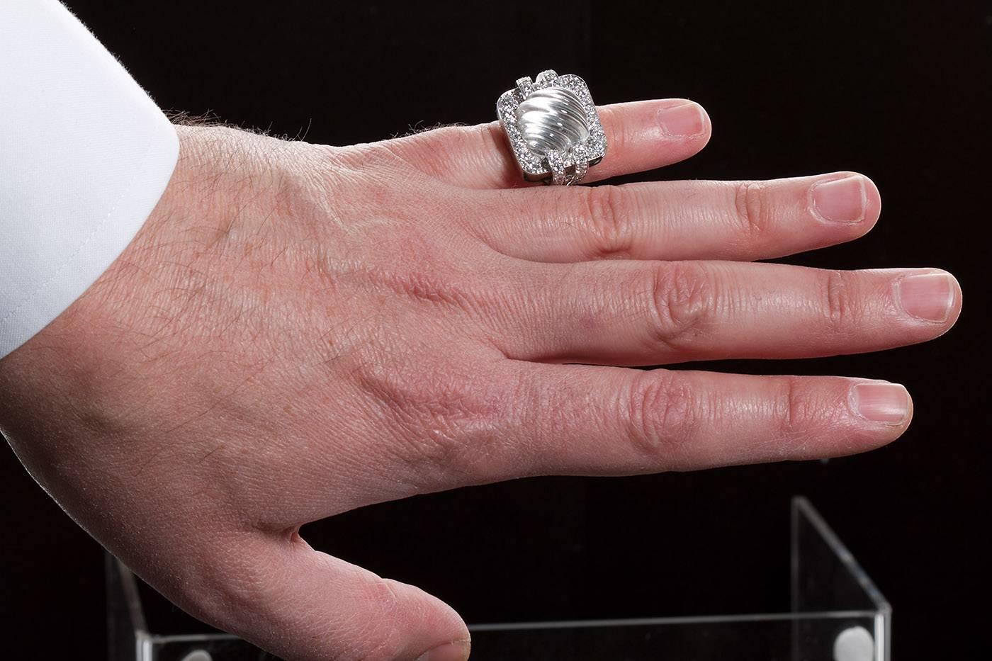 David Webb Rock Crystal Diamond Ring 1