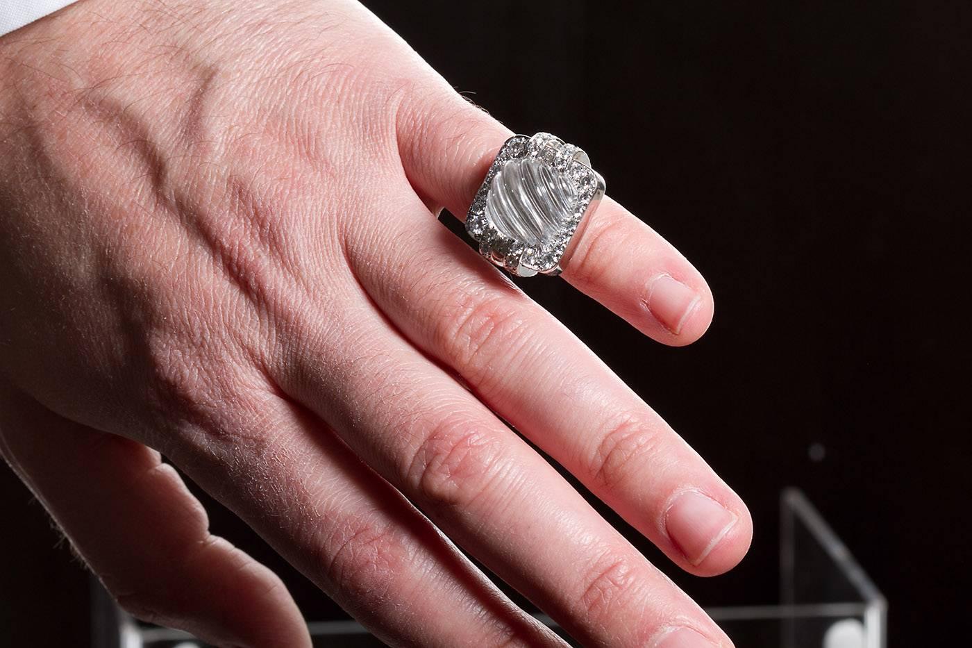 David Webb Rock Crystal Diamond Ring 2