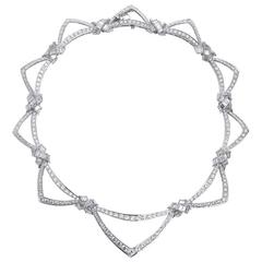 French Diamond Gold Drape Style Necklace 8