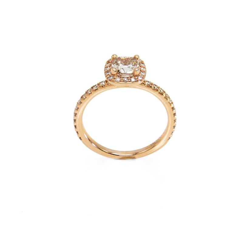 Rose Gold Cushion Canadian Champagne Diamond Engagement Ring With Modern Rose Gold Cushion Canadian Champagne Diamond Engagement Ring With Band For
