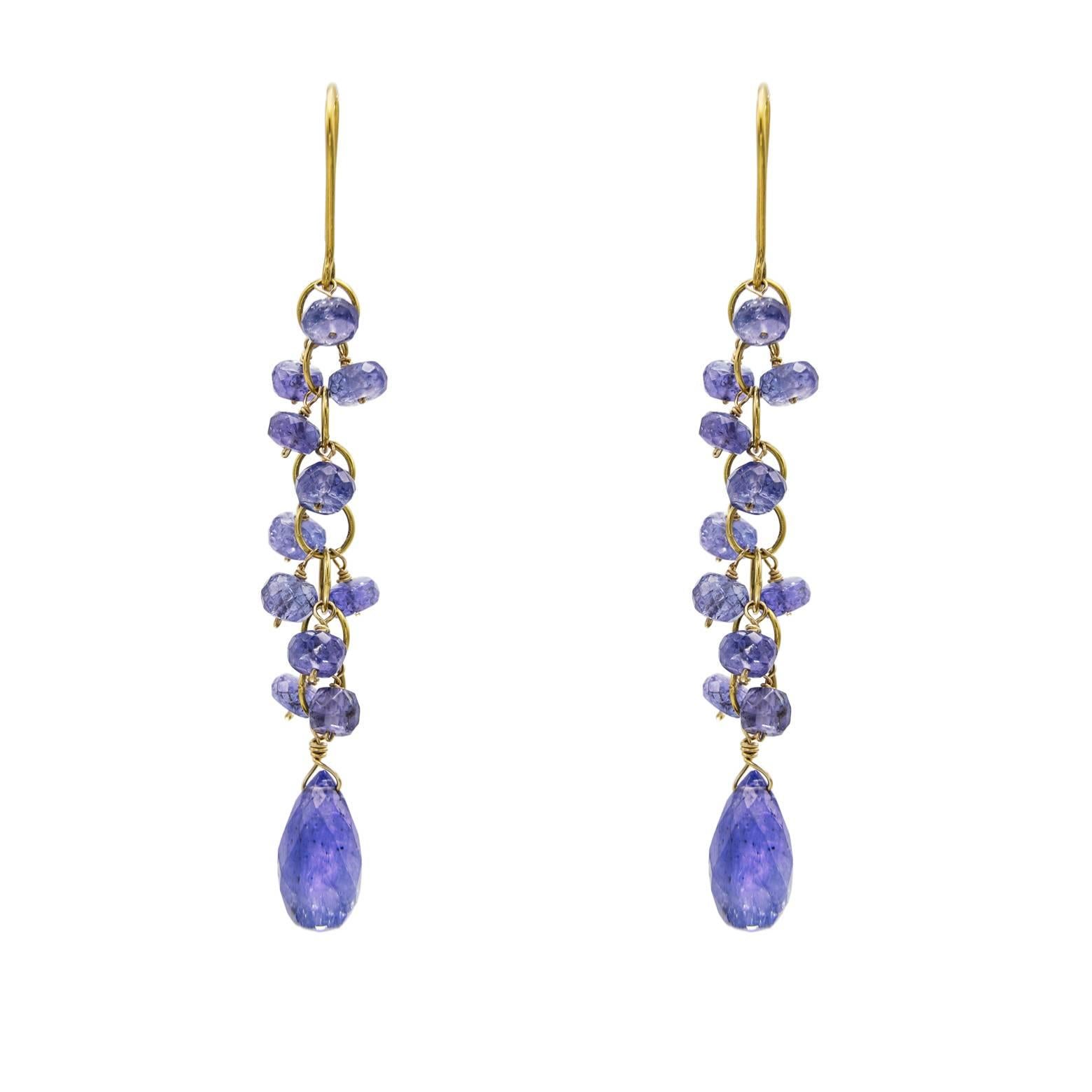 Tanzanite and 14K Gold Drop Earrings