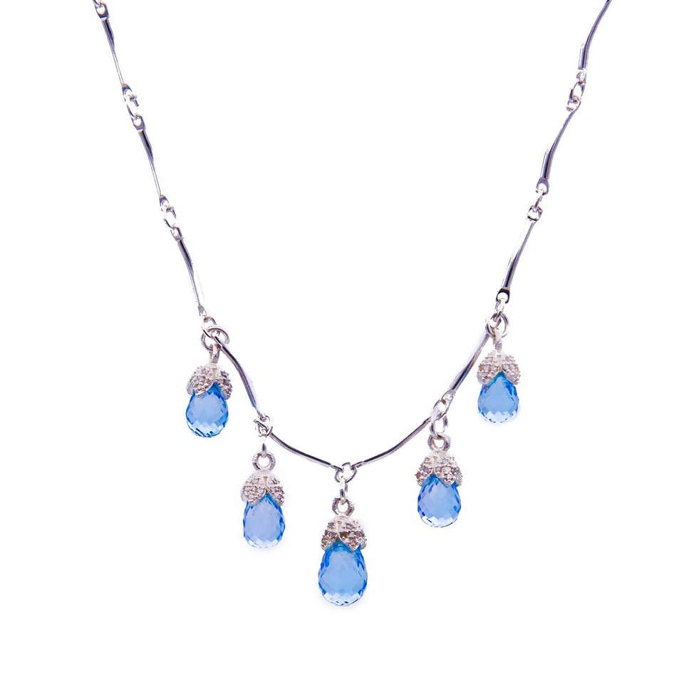Blue topaz and citrine necklace Clearance
