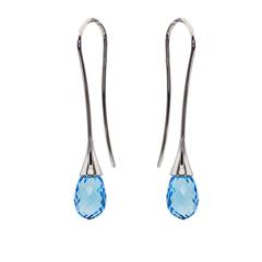 Sterling Silver and Blue Topaz Briolette Drop Earrings