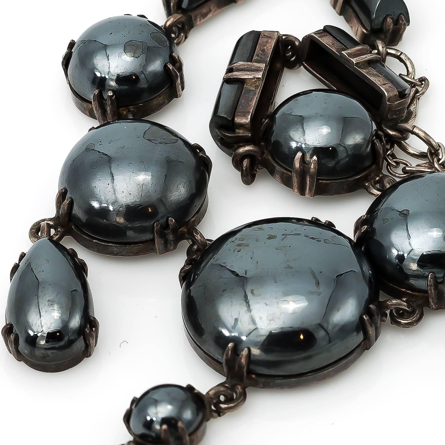 Women's 1930s Hematite and Sterling Silver Antique German Necklace