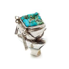 Eveli Sabatie Turquoise Mosaic Sterling Silver Native American Ring
