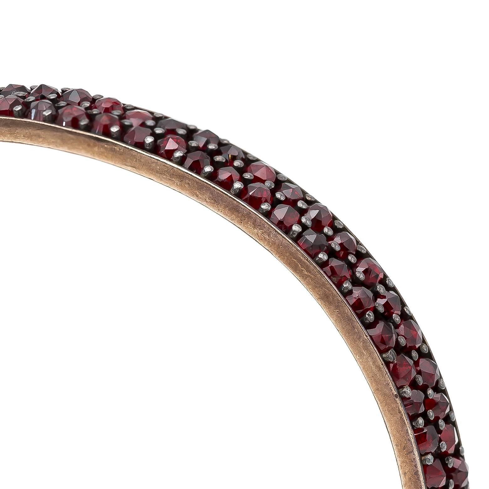 Late Victorian Garnet Bangle Bracelet 2