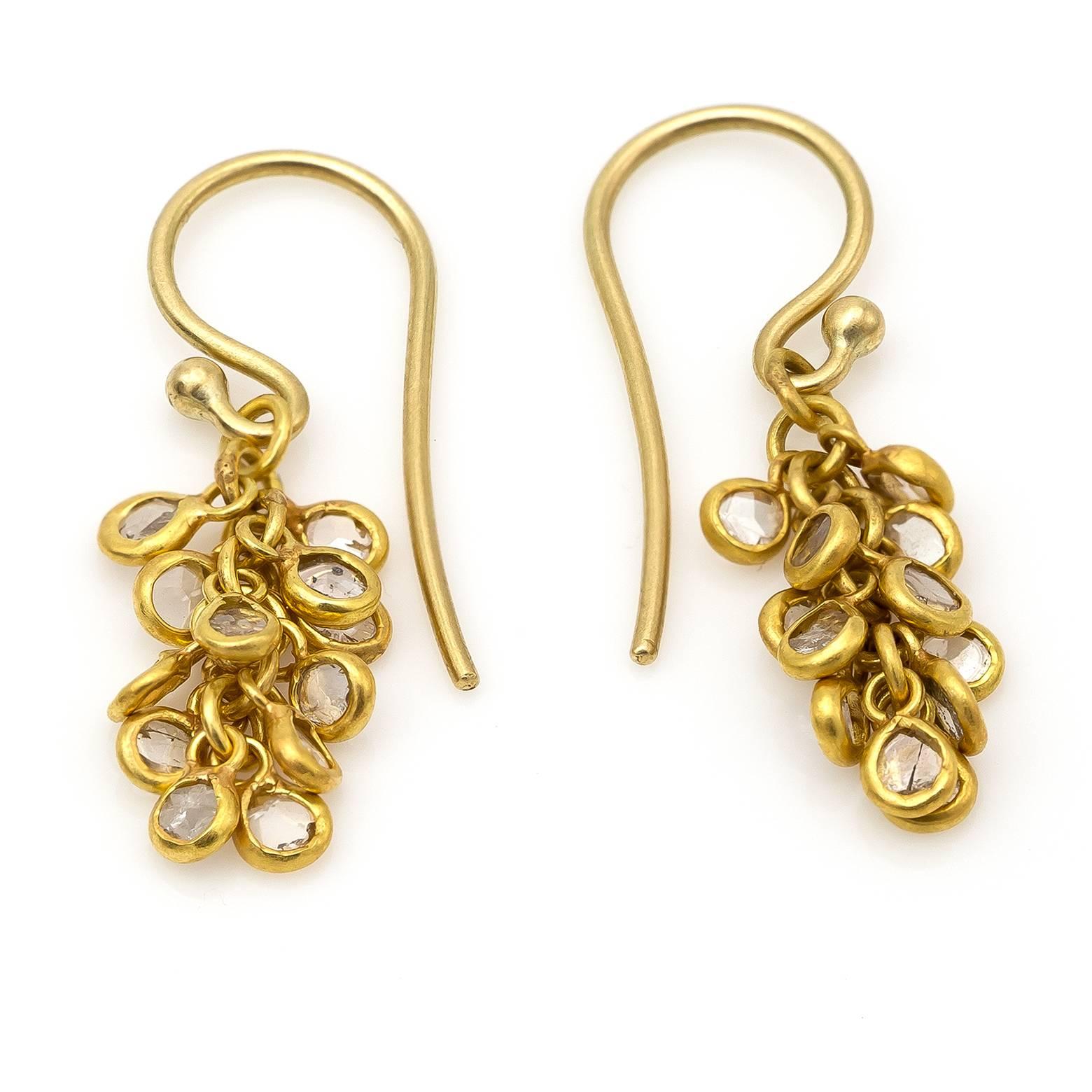Modern Diamond Gold Cluster Earrings