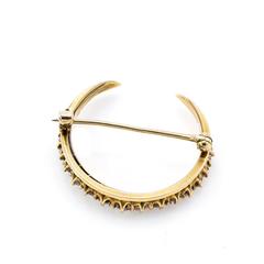 Antique Art Deco Diamond and Gold Crescent Moon Pin Brooch