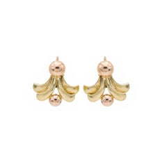 Tiffany & Co. Art Deco Screw Back Fleur De Lis Earring in Yellow and Rose Gold