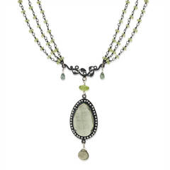 Diamond Halo Moss Aquamarine Pendant Necklace
