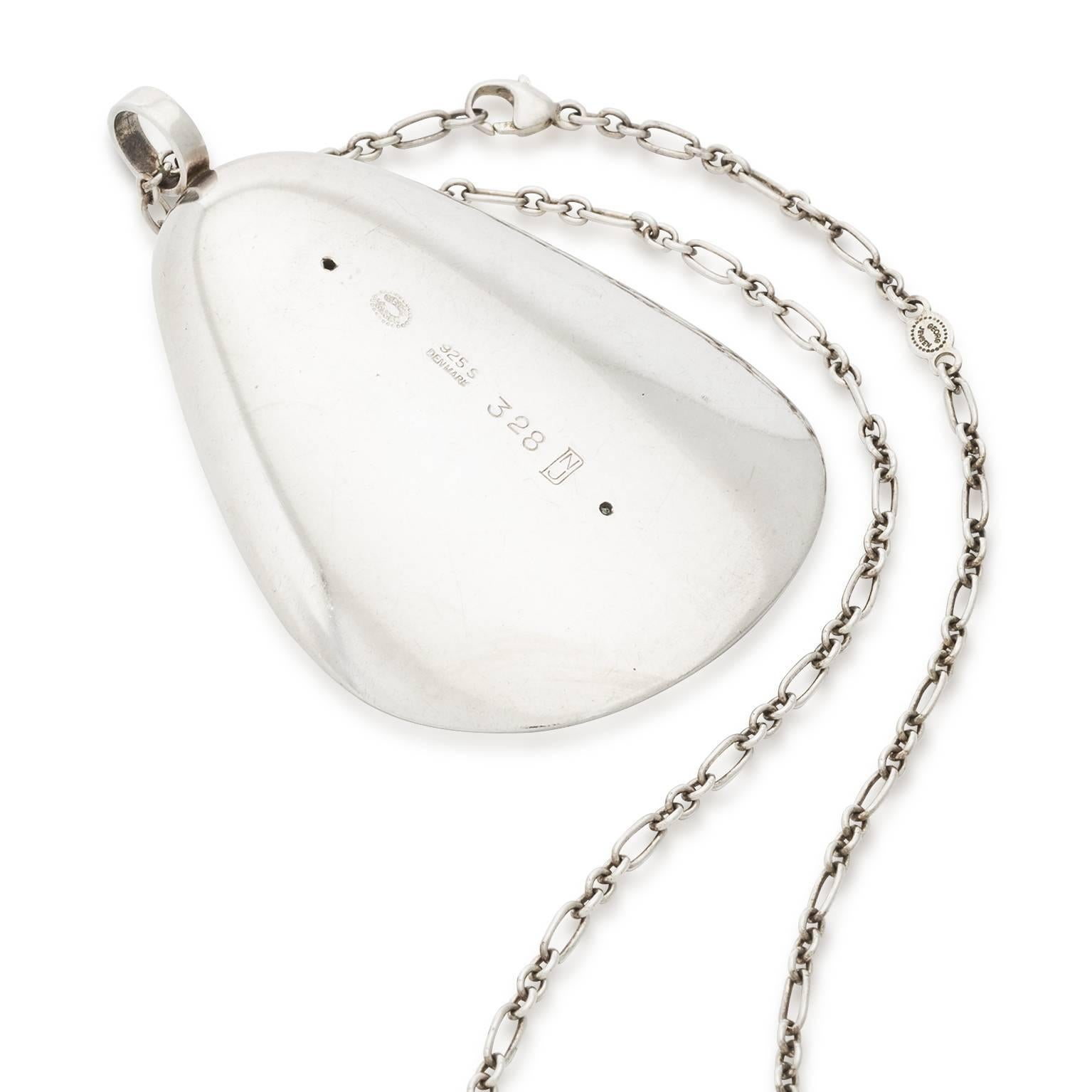 Modern Georg Jensen Silver Pendant Necklace