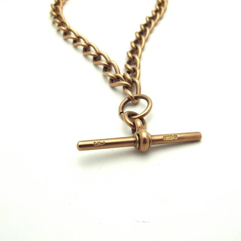 1900s Rose Gold Watch Fob Chain Necklace For Sale at 1stdibs
