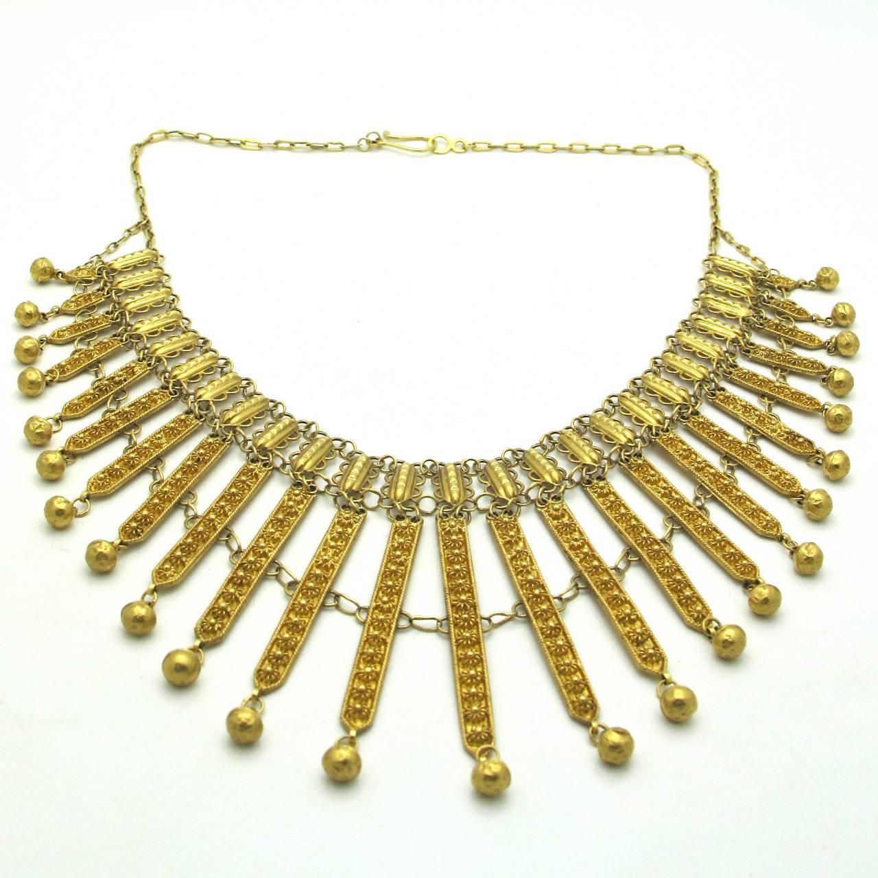 Persian Gold Filigree Choker Necklace For Sale at 1stdibs
