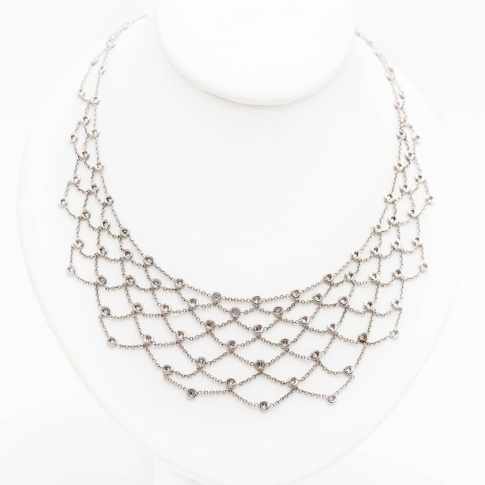 Modernist Diamond Gold Modern Web Necklace