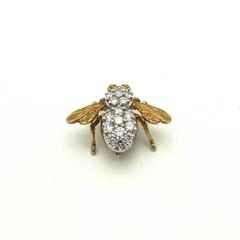 1960s Ruby Diamond Gold Bee Pin