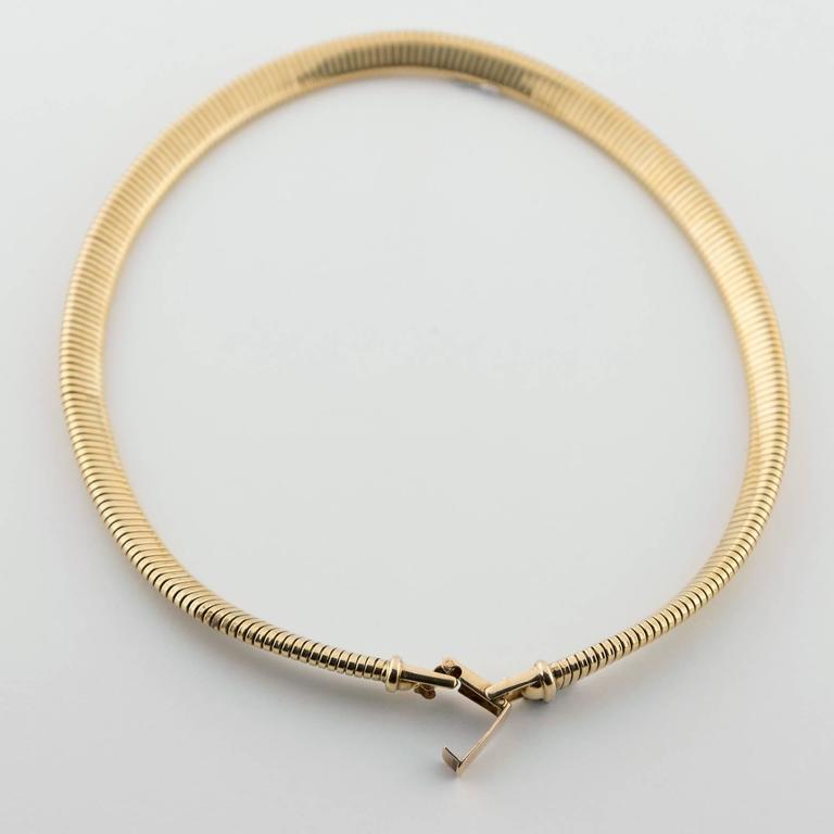 Omega Style Gold Choker Necklace For Sale at 1stdibs