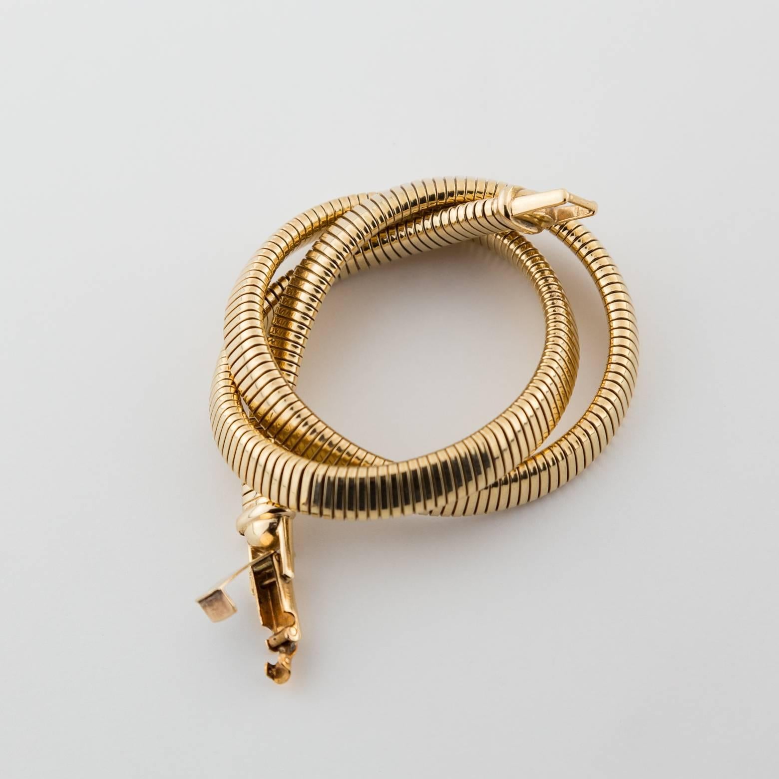 Modern Omega Style 14k  Gold Choker Necklace For Sale