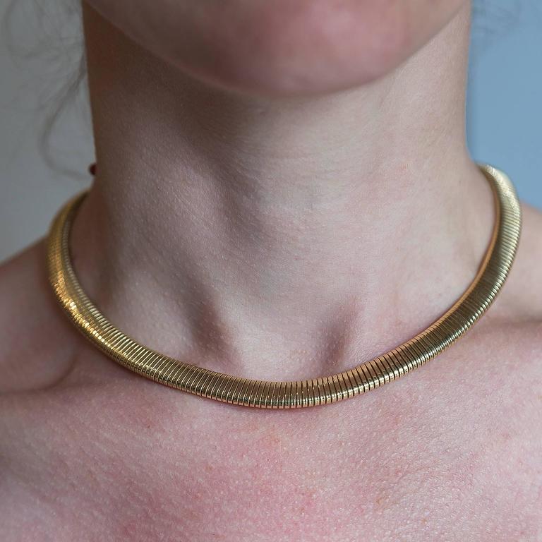 Omega Style 14k Gold Choker Necklace 