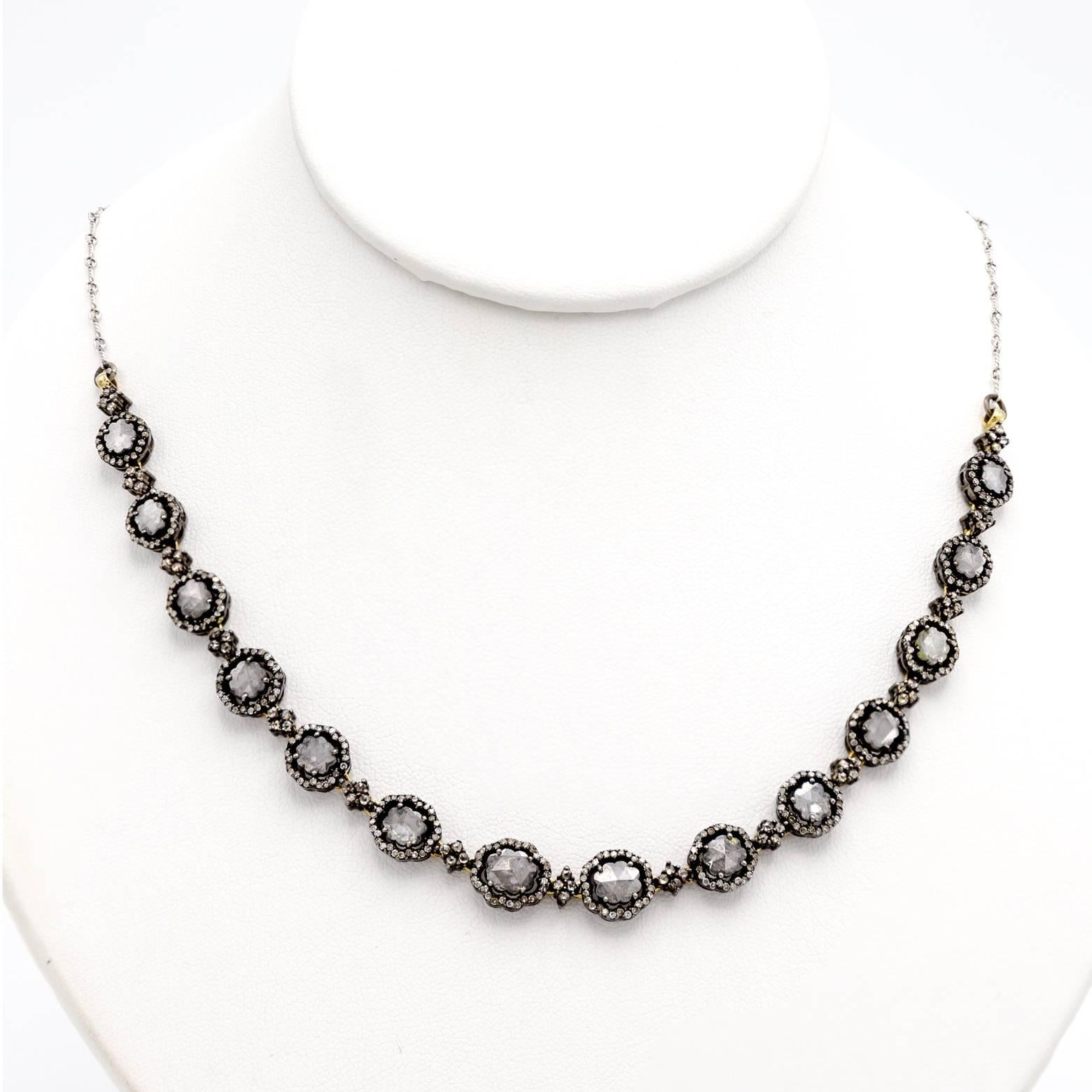 Women's Diamond Slices Oxidized Sterling Silver Necklace