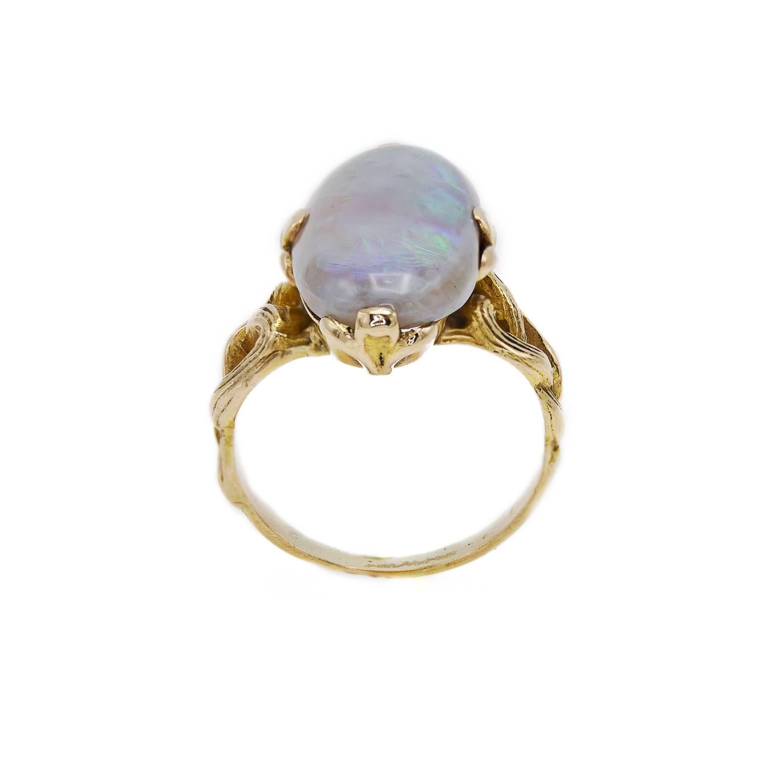 Contemporary 4.5 Carat Opal Gold Ring For Sale