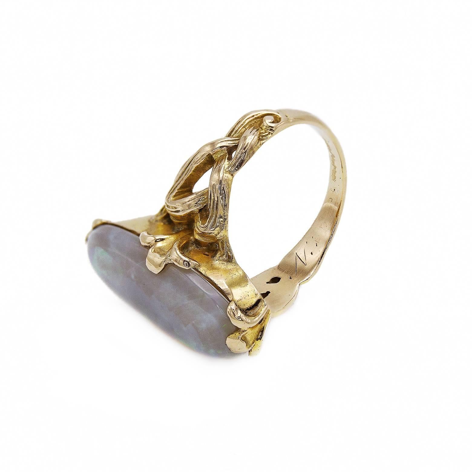 4.5 Carat Opal Gold Ring In Excellent Condition For Sale In Berkeley, CA
