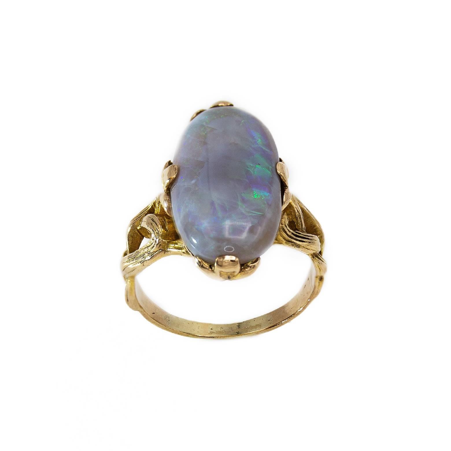 Women's 4.5 Carat Opal Gold Ring For Sale