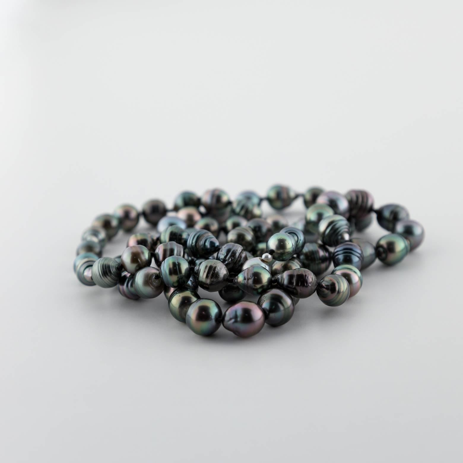 Black Tahitian Pearl Necklace In Excellent Condition In Berkeley, CA