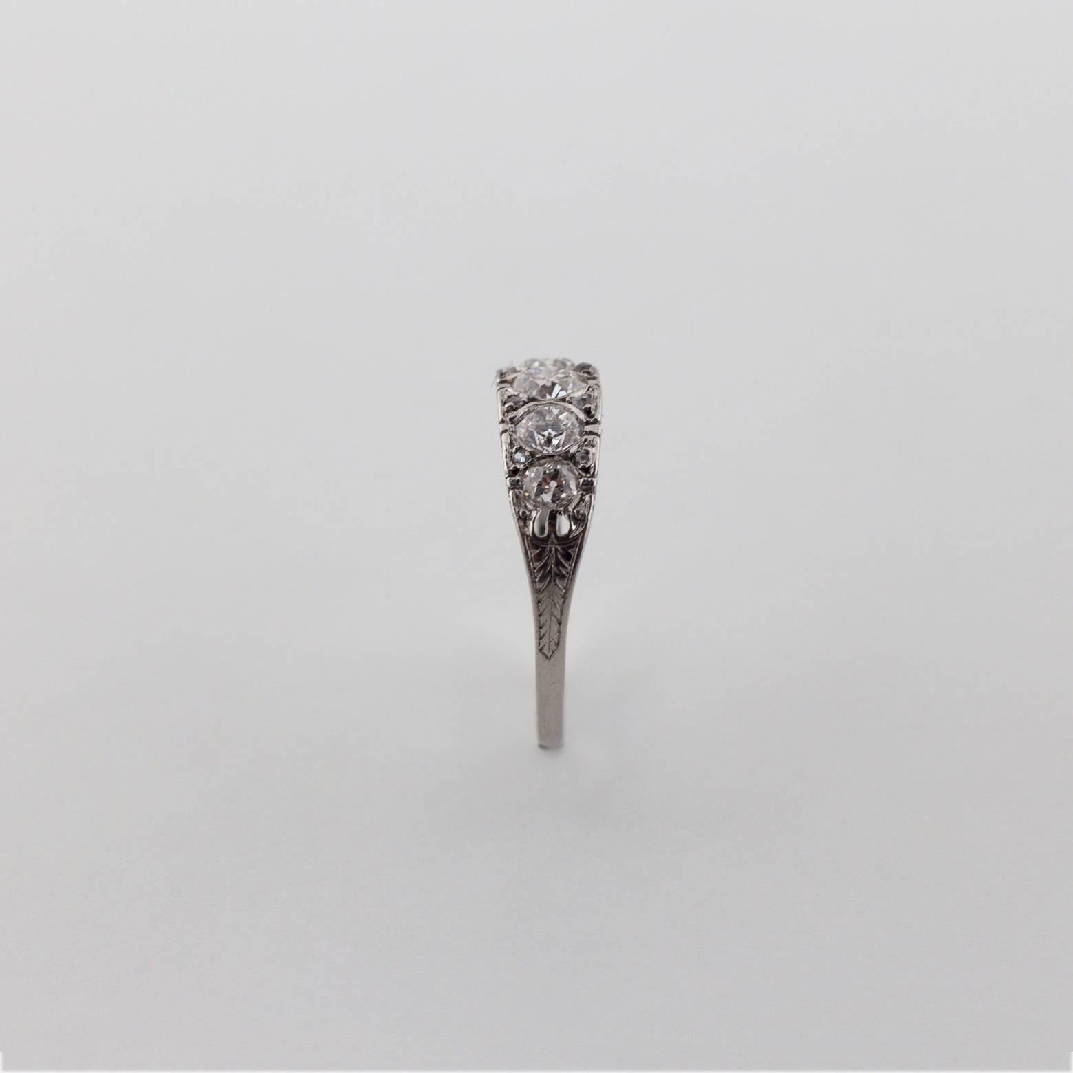 1920 Old European Diamond Platinum Ring In Excellent Condition In Berkeley, CA