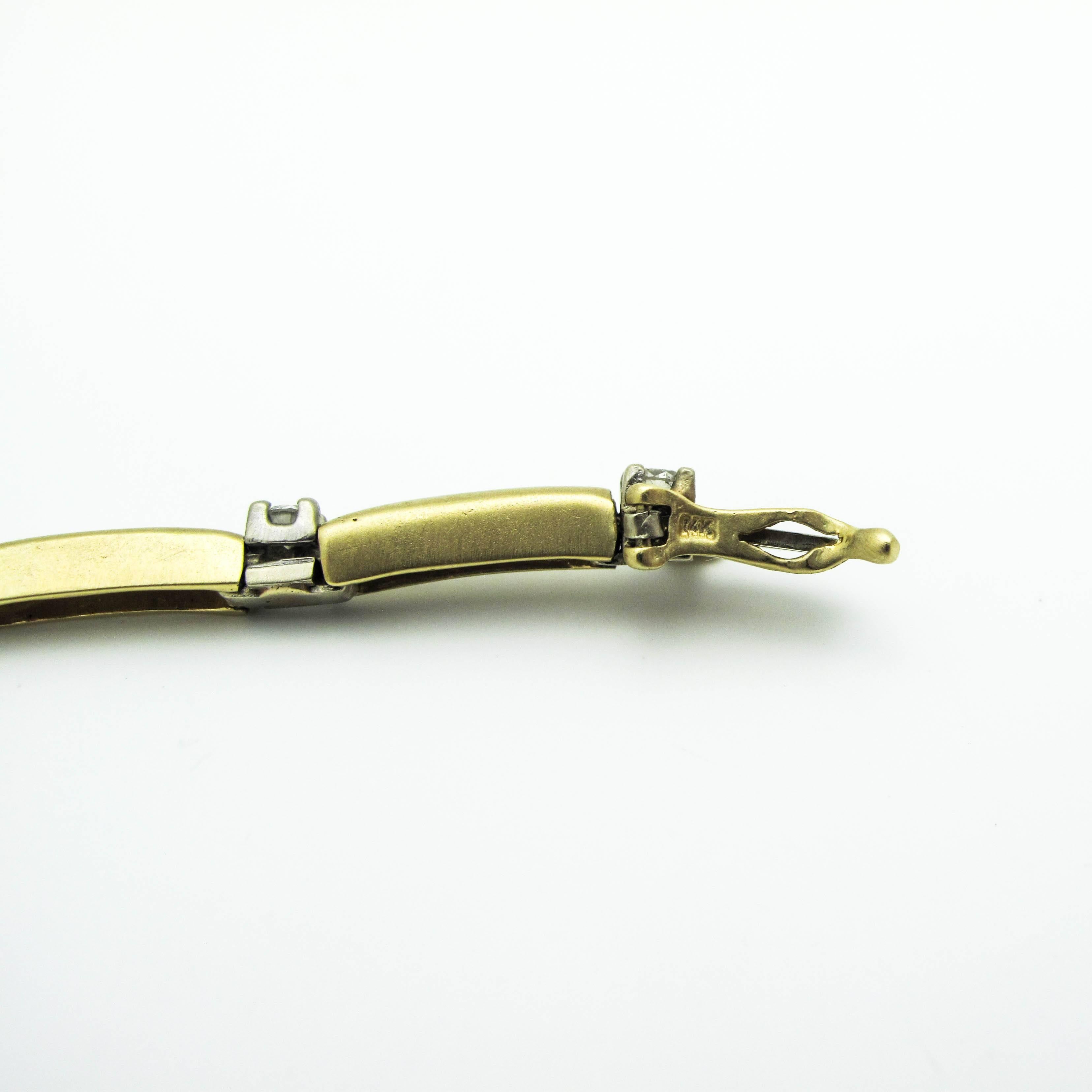 Diamond Gold Satin Finish Tennis Bracelet For Sale 2