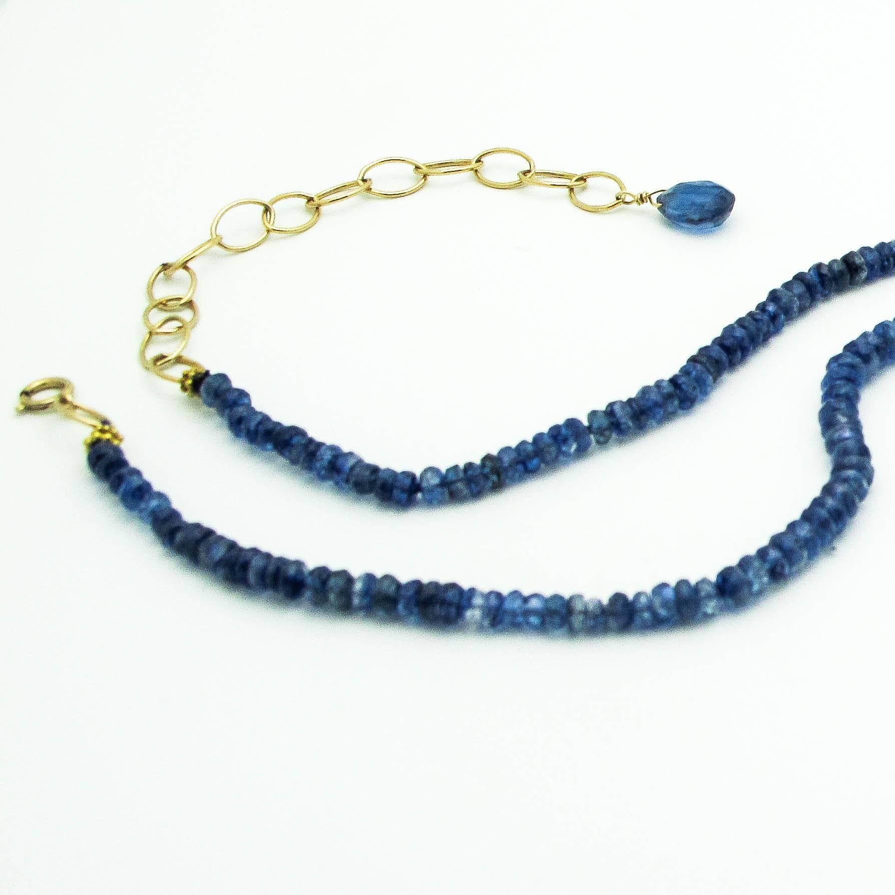 Women's Kyanite Gold Beaded Necklace