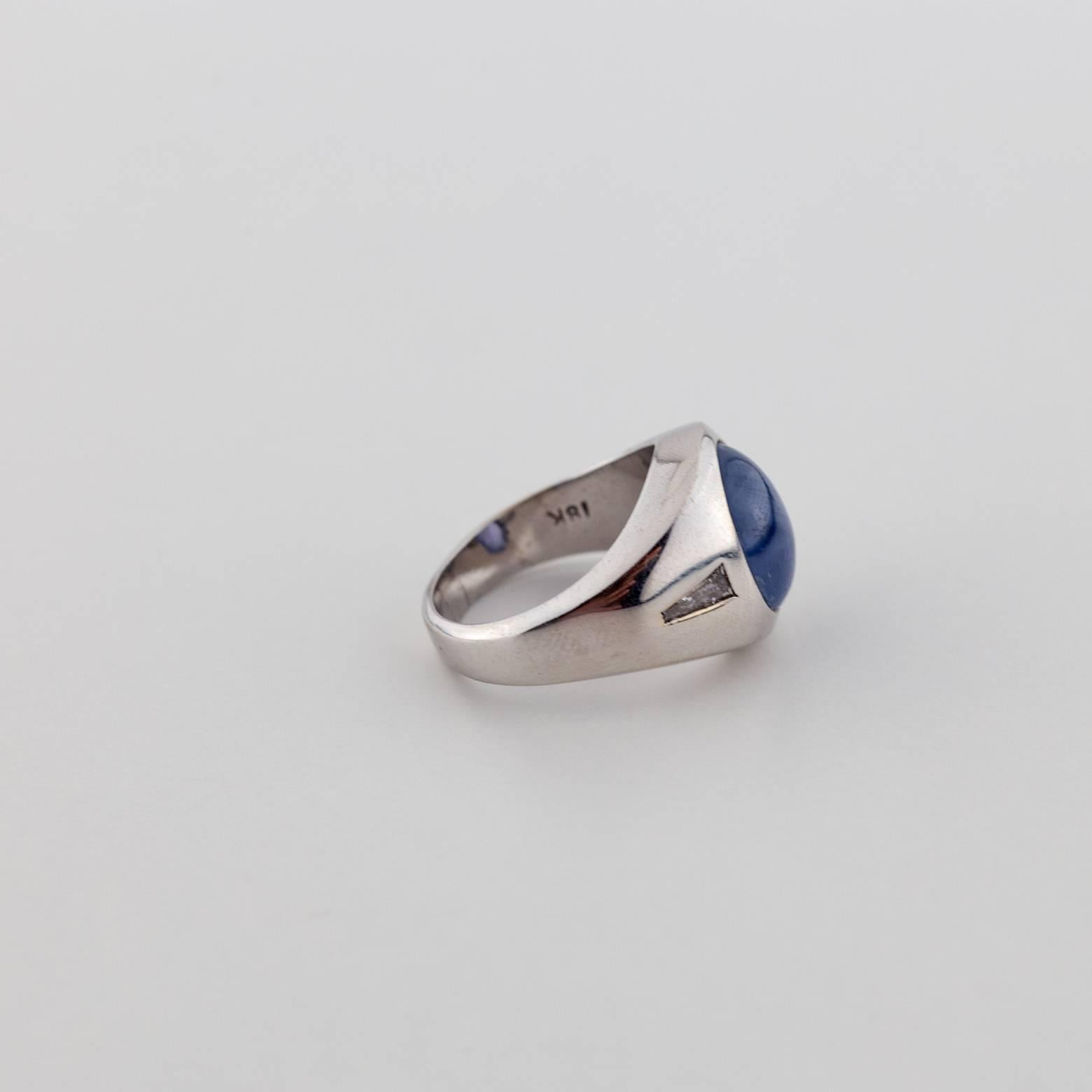 Women's or Men's 4.08 Carat Star Sapphire Diamond Gold Ring 