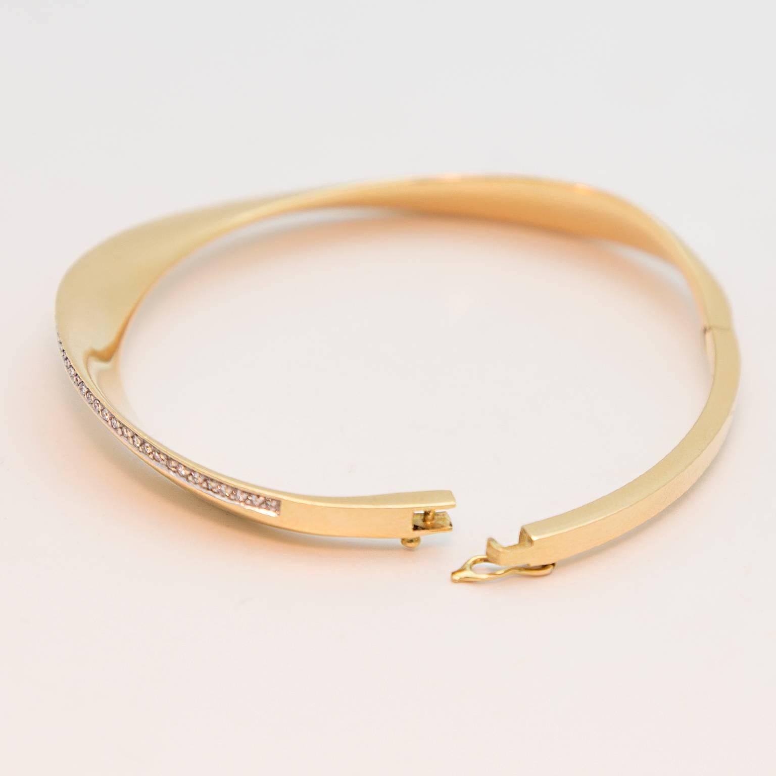 Modern Swirl Diamond Gold Bracelet Designer Piece
