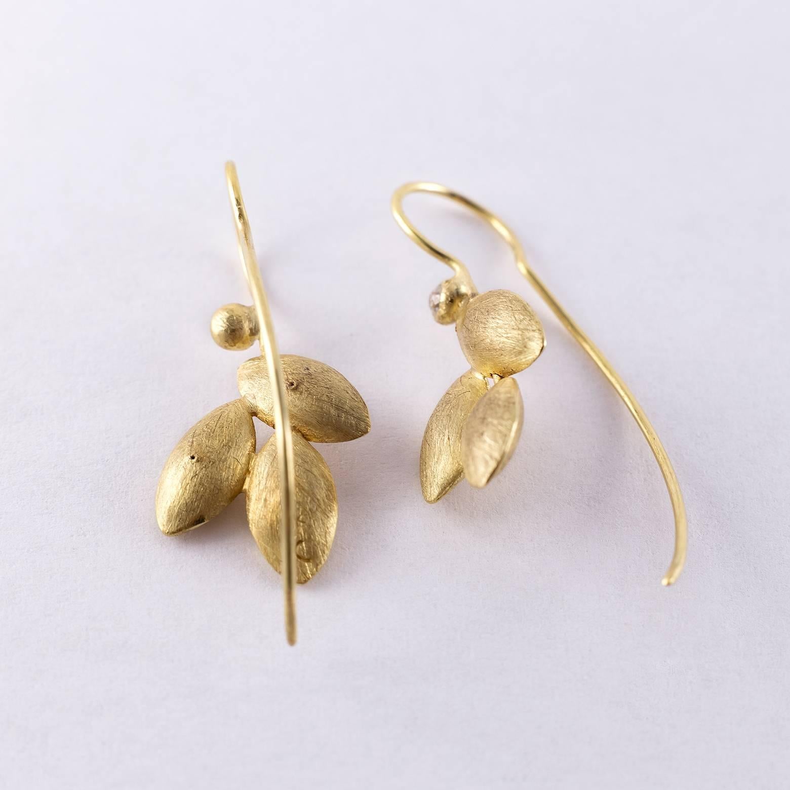 Diamond Gold Leaf Earrings
