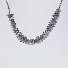 Marquise Labradorite Oxidized Sterling Silver Necklace