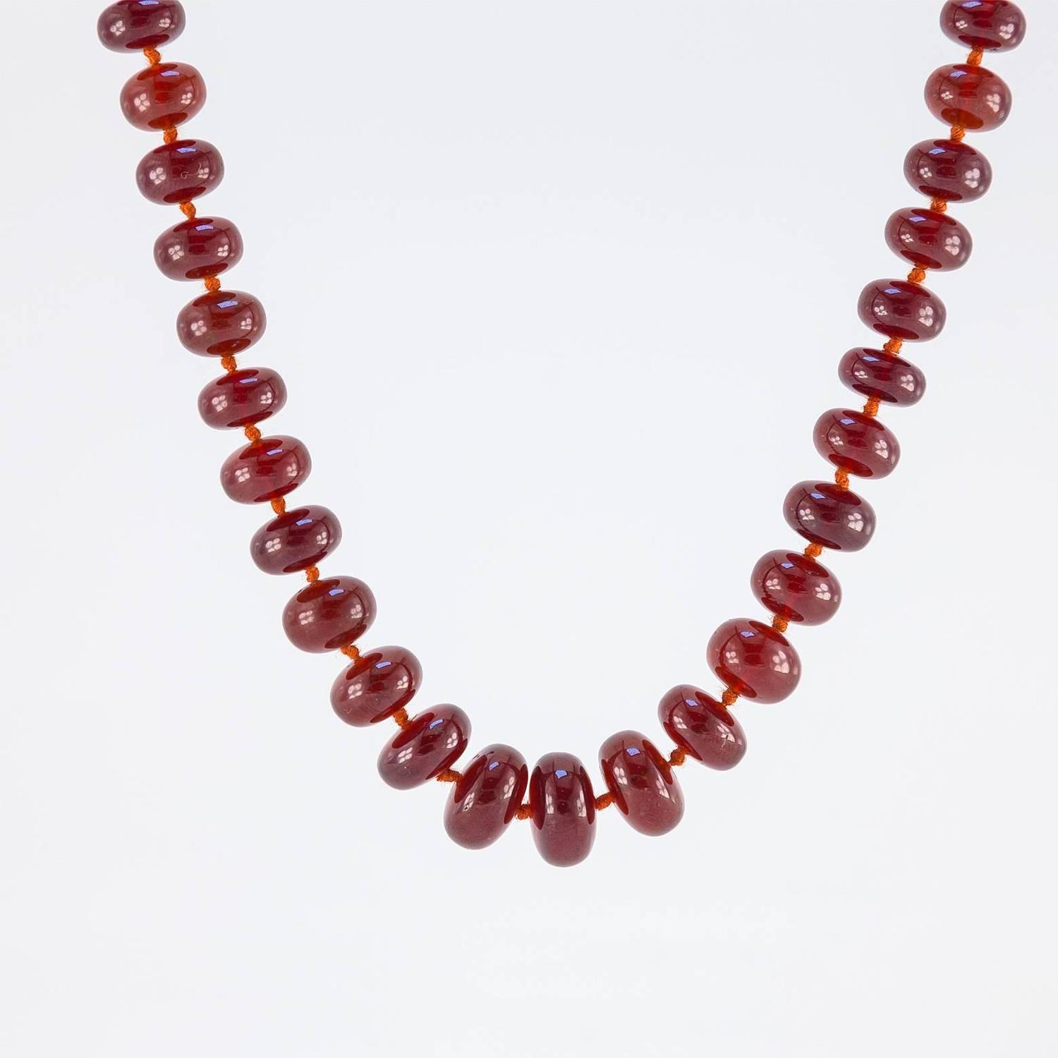 Large Orange Red Bead Necklace For Sale at 1stdibs