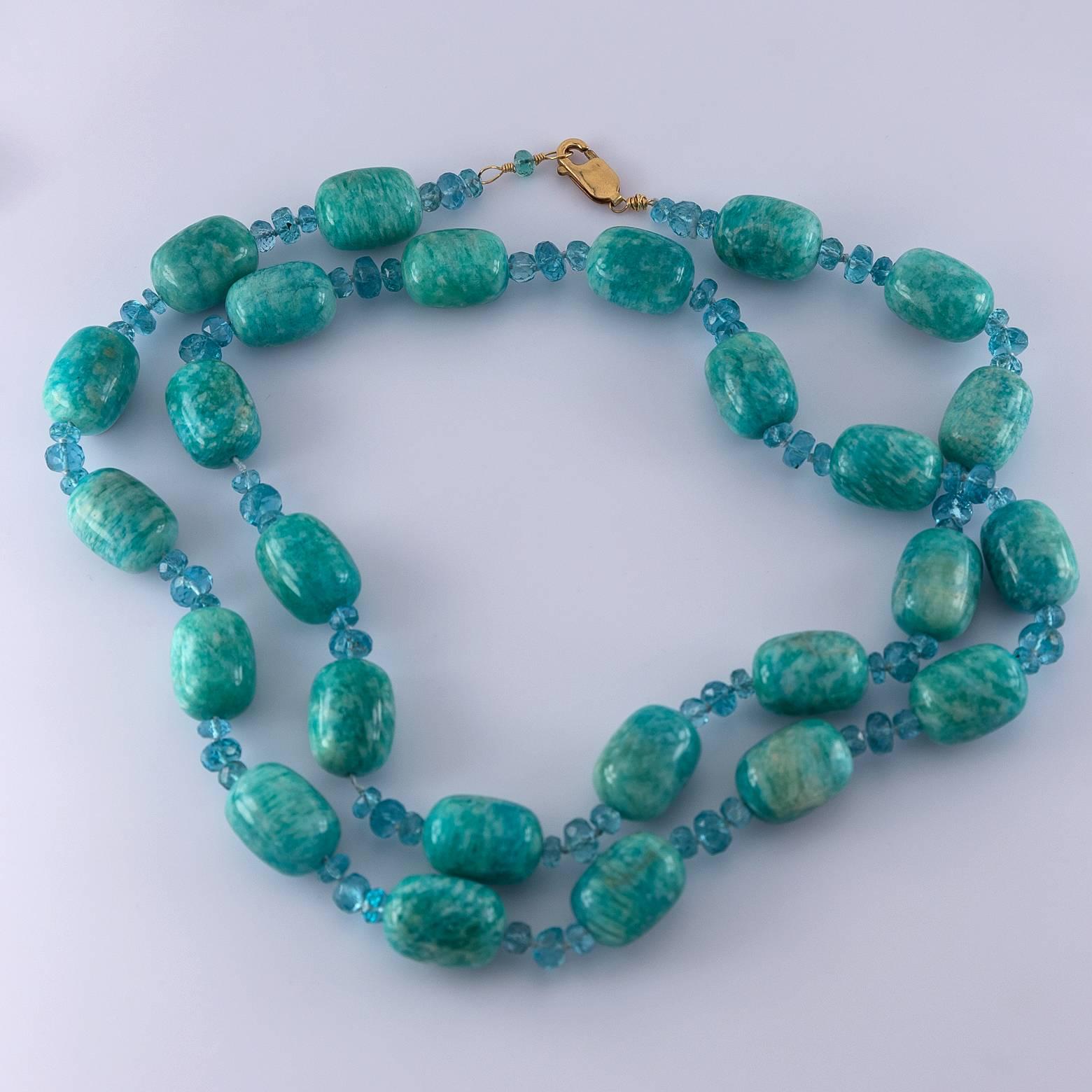 Women's Modern Amazonite and Apatite Bead Necklace 