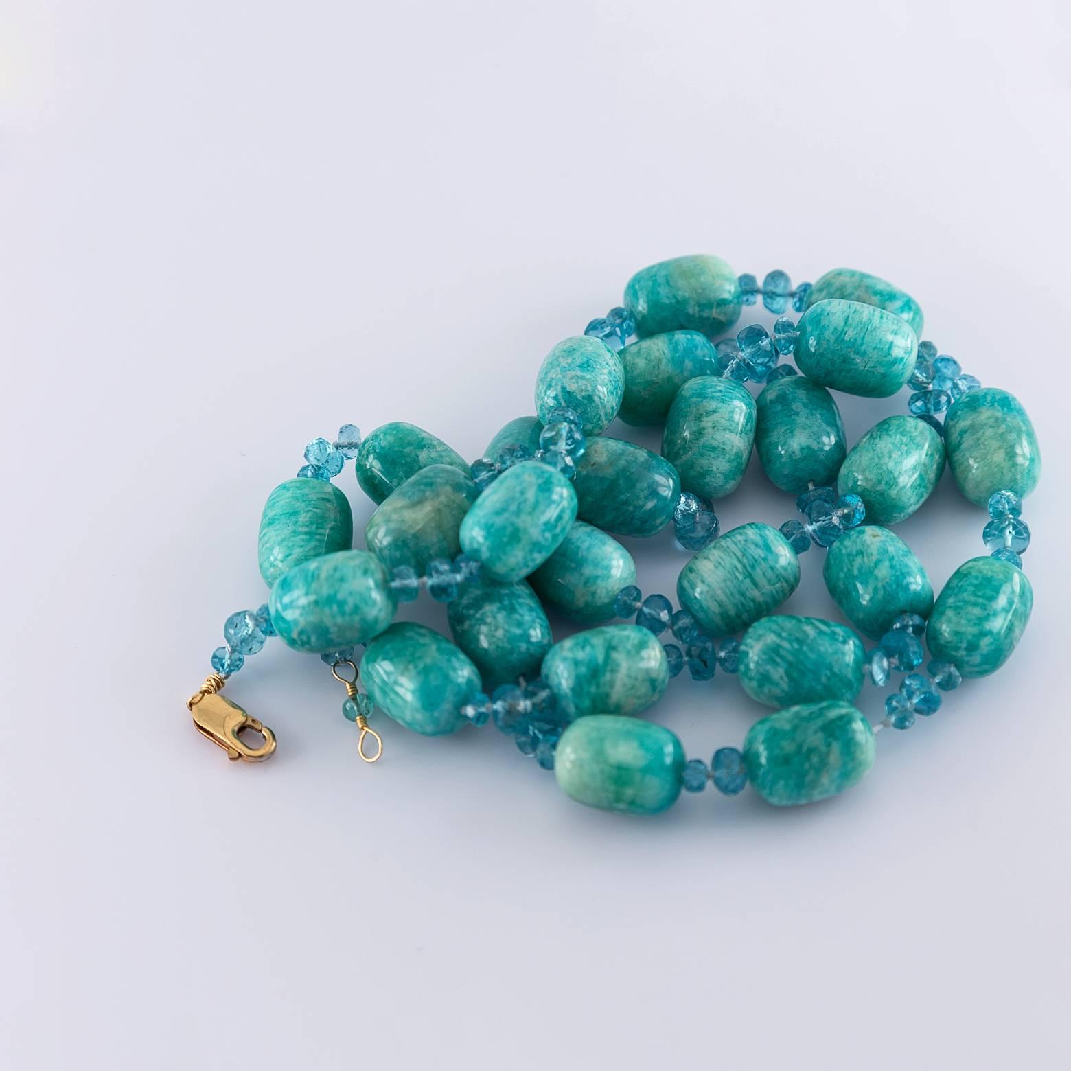 Modern Amazonite and Apatite Bead Necklace  1