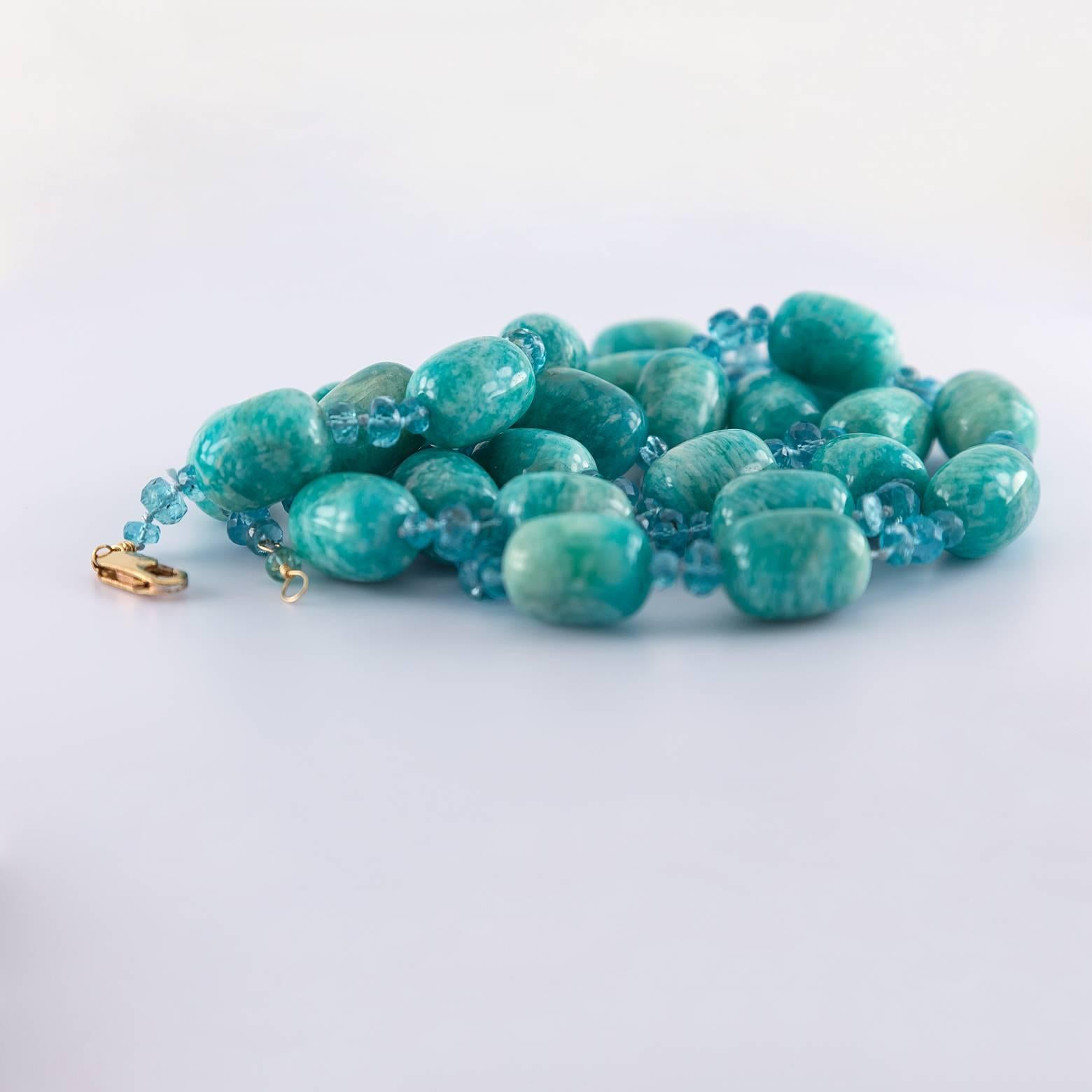 Modern Amazonite and Apatite Bead Necklace  2