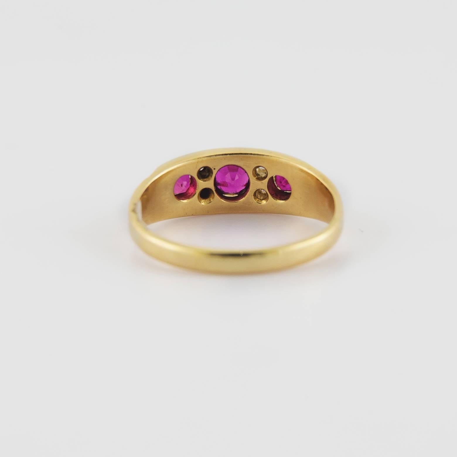 1910s Antique Art Nouveau Ruby Diamond Gold Ring 1