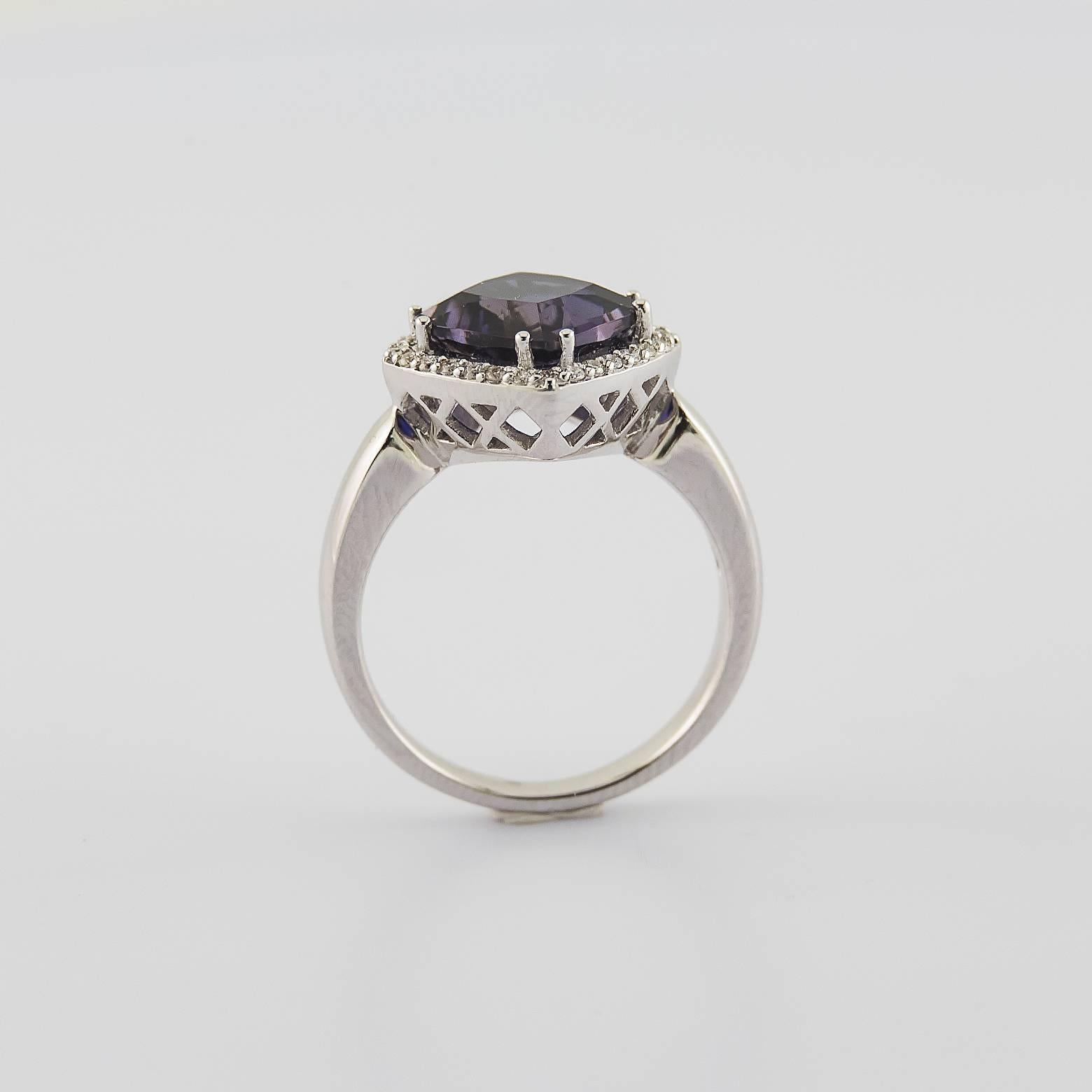 Deep Blue Iolite Diamond Gold Ring 1