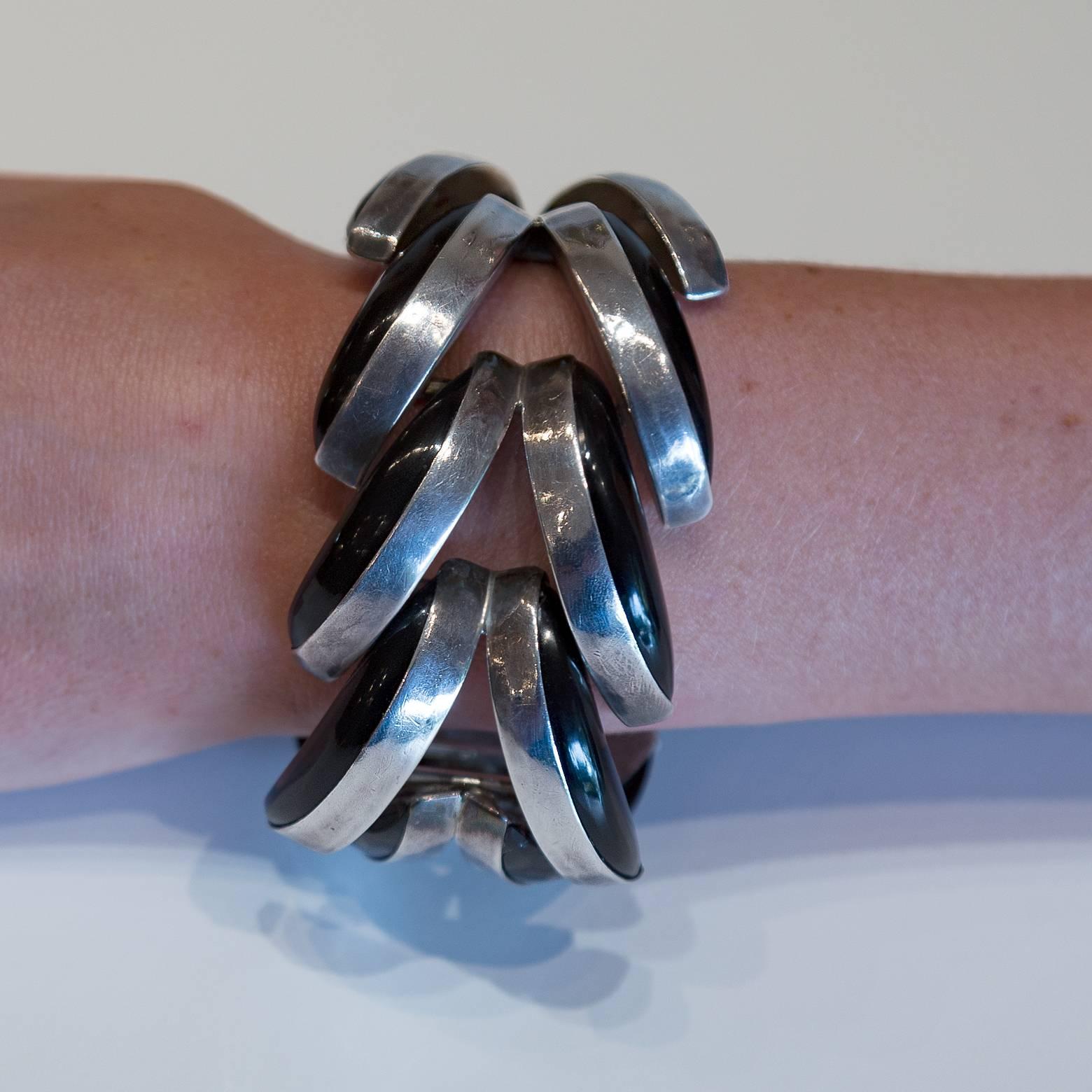 Antonio Pineda Onyx-Sterlingsilber-Armband (Moderne)