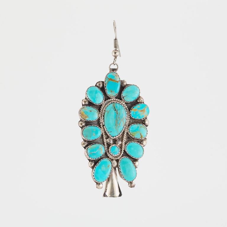 Turquoise Sterling Silver Native American Earrings at 1stDibs